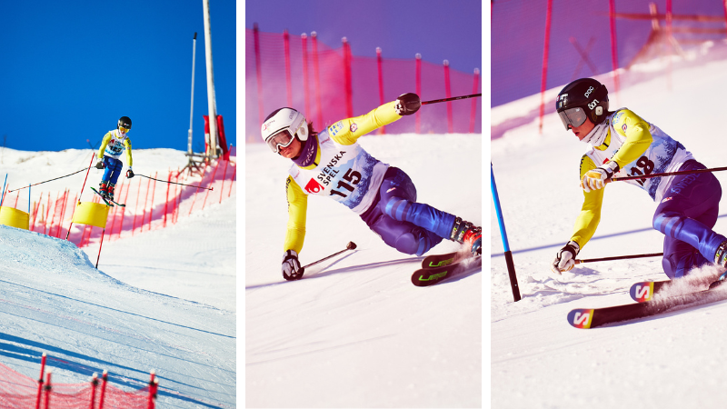 Montage med Oscar Ahlqvist, Alvin Noaksson och Vile Noaksson.  Foto: Sam Decout/FIS telemark