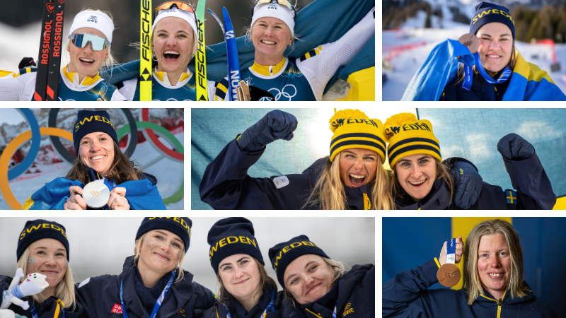 Kollage med bilder på OS-medaljörer. Foto: Bildbyrån.