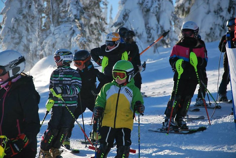 Ungdomar i slalombacken.